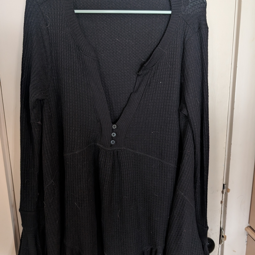 Free People Olivia Henley Tunic Top - Black Size XS